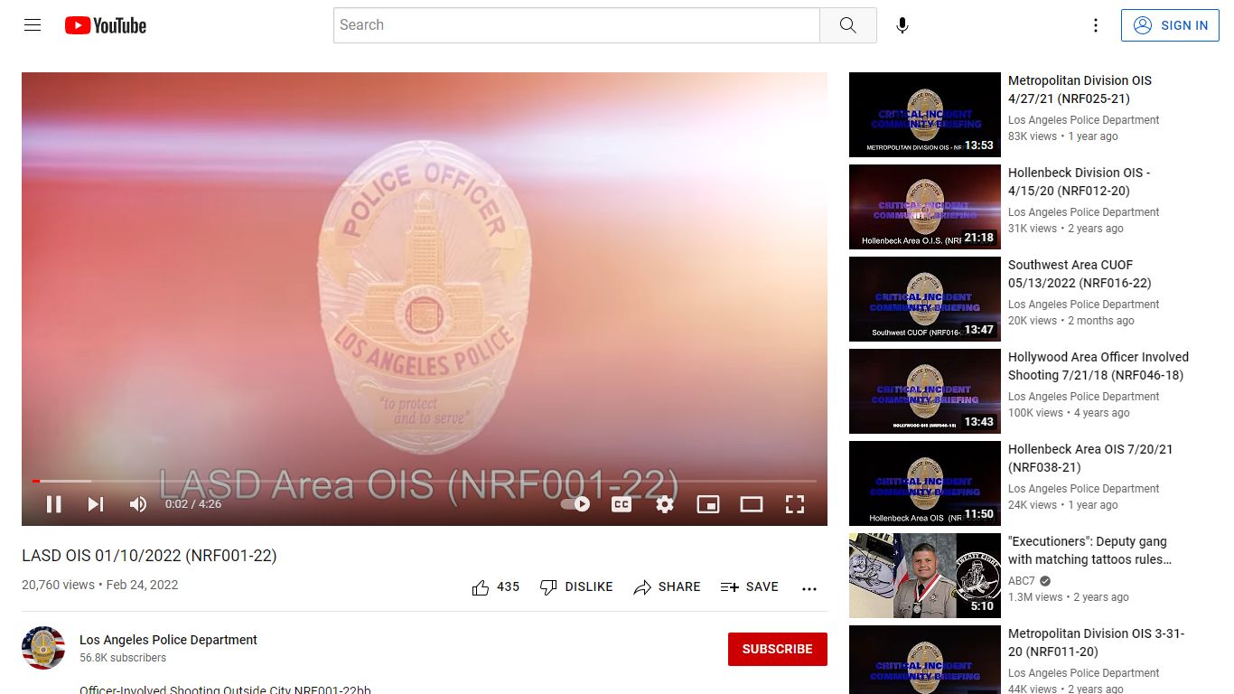 LASD OIS (NRF001-22) - YouTube